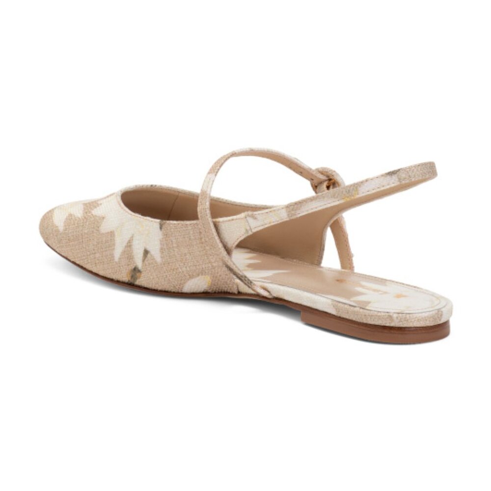 Larroude Beige Floral Slingback Pointed Flats - Picture 2 of 3